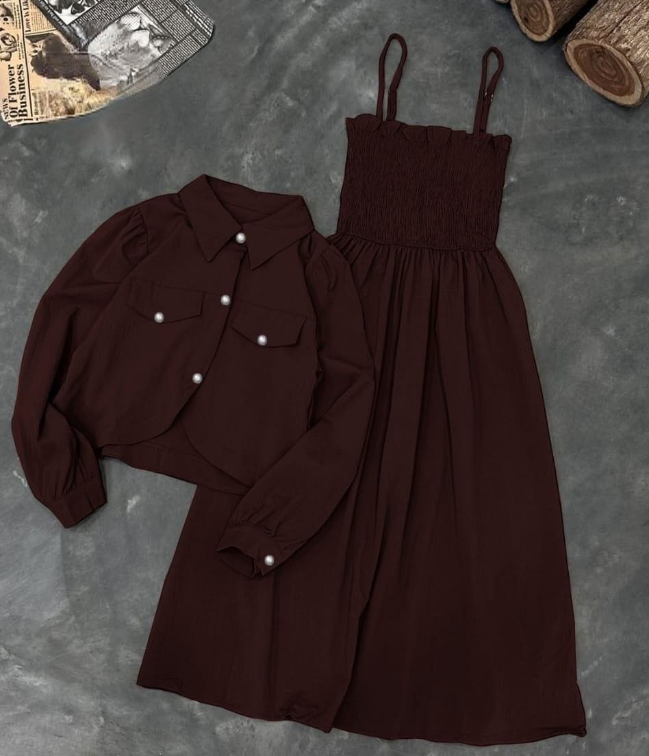 Western Romper Style Frock with Koti Co-Ord 2PCs