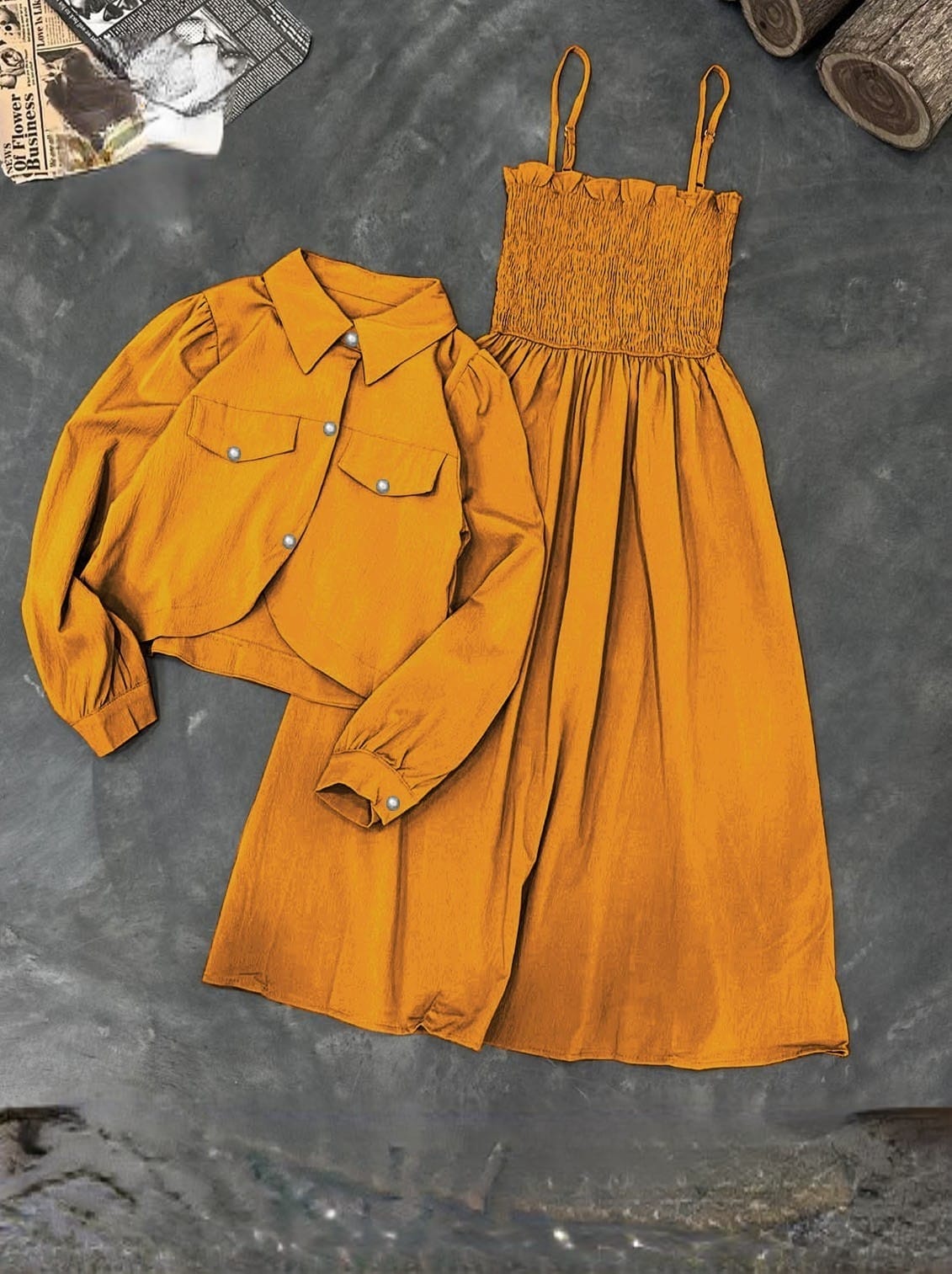 Western Romper Style Frock with Koti Co-Ord 2PCs