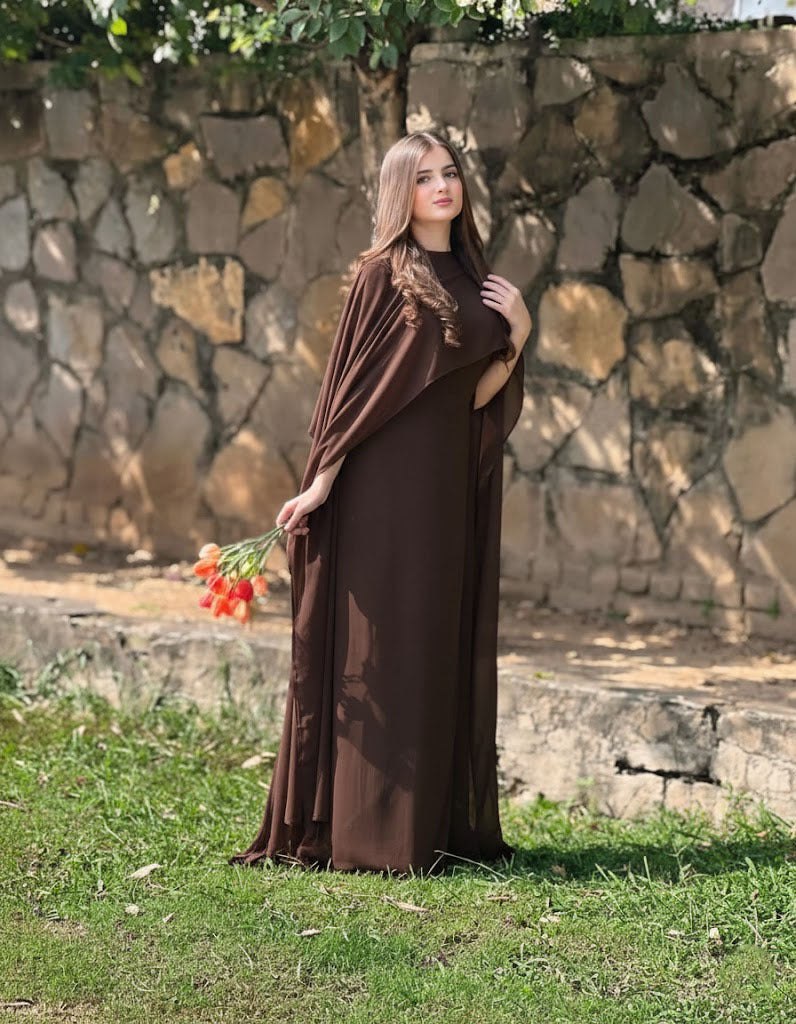 Chiffon Cape Shawl Maxi Dress 2pcs