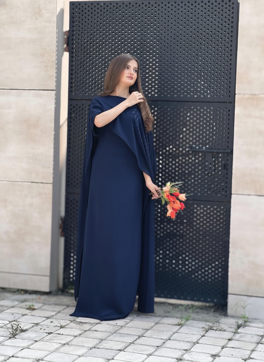 Chiffon Cape Shawl Maxi Dress 2pcs