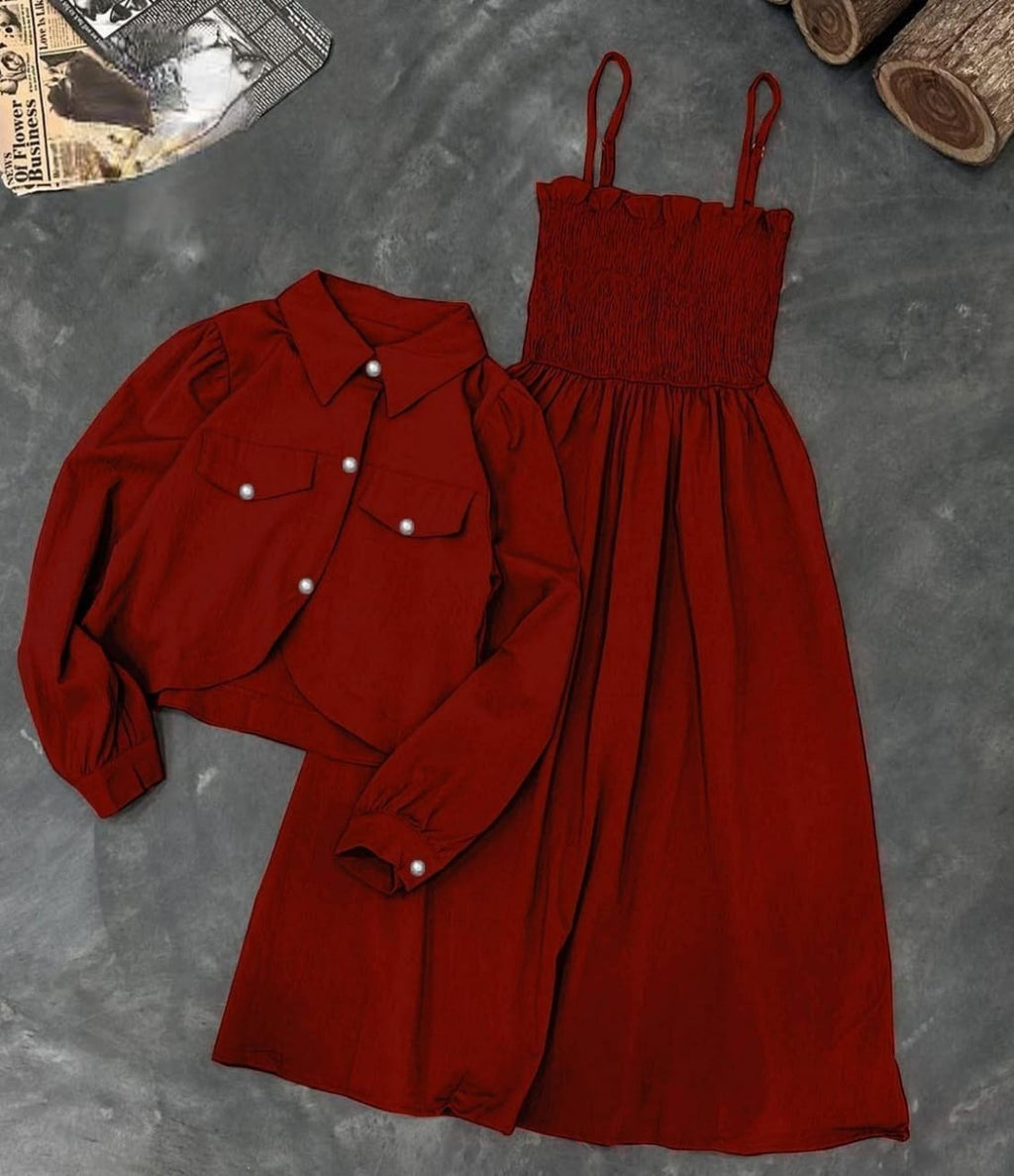 Western Romper Style Frock with Koti Co-Ord 2PCs