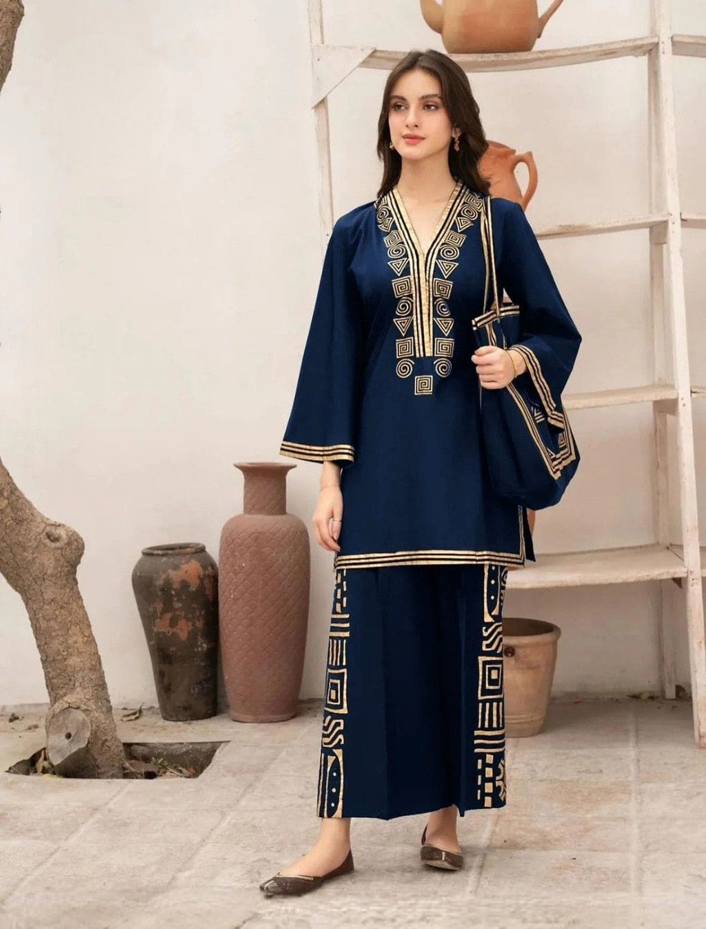 Printed 3PC Linen Suit