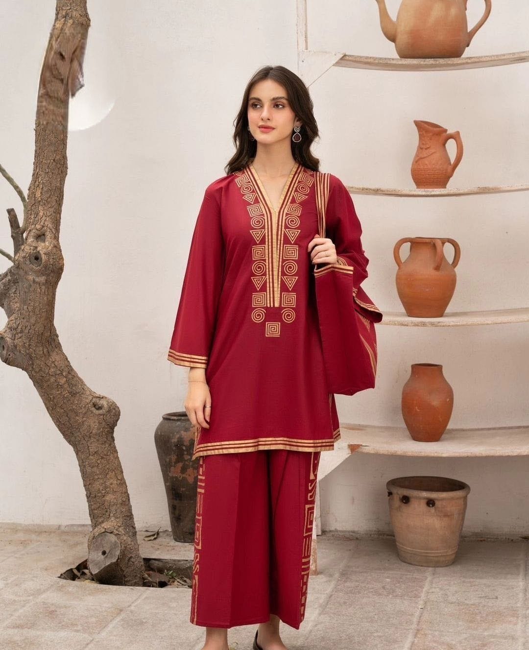 Printed 3PC Linen Suit