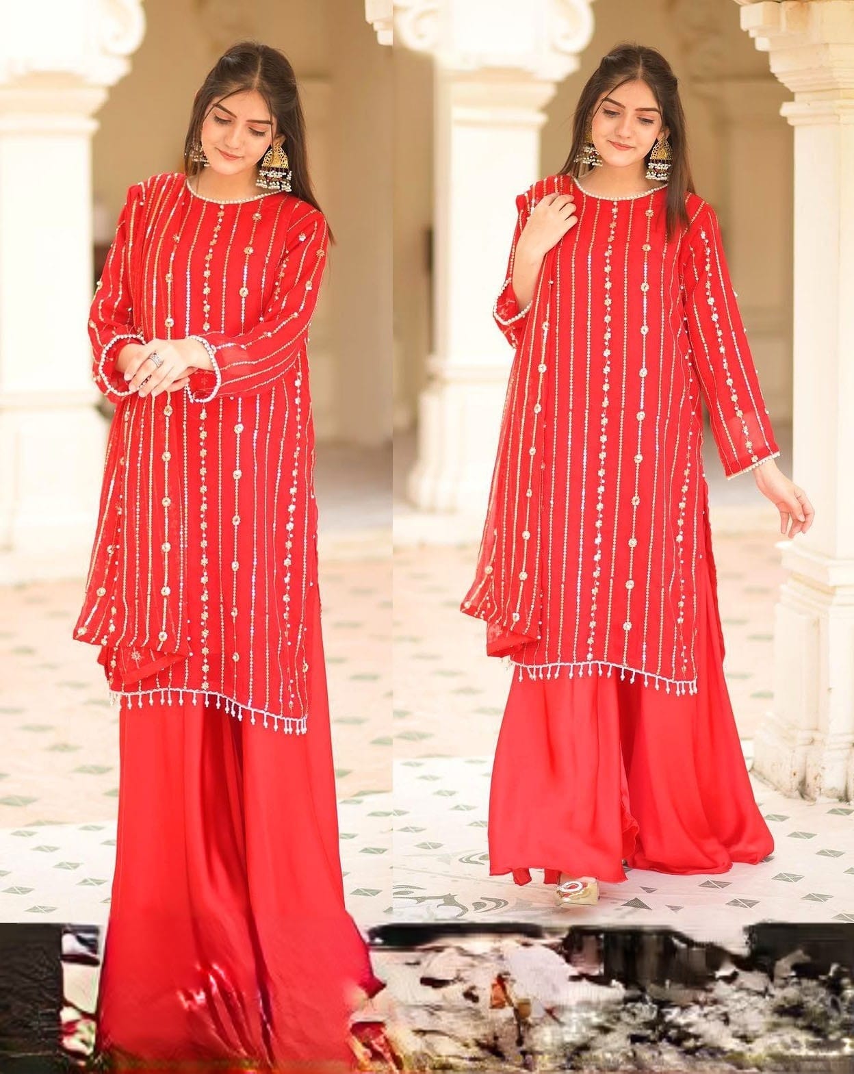 Stitched 3PC Wedding Suit – Sequins & Pearls Ensemble