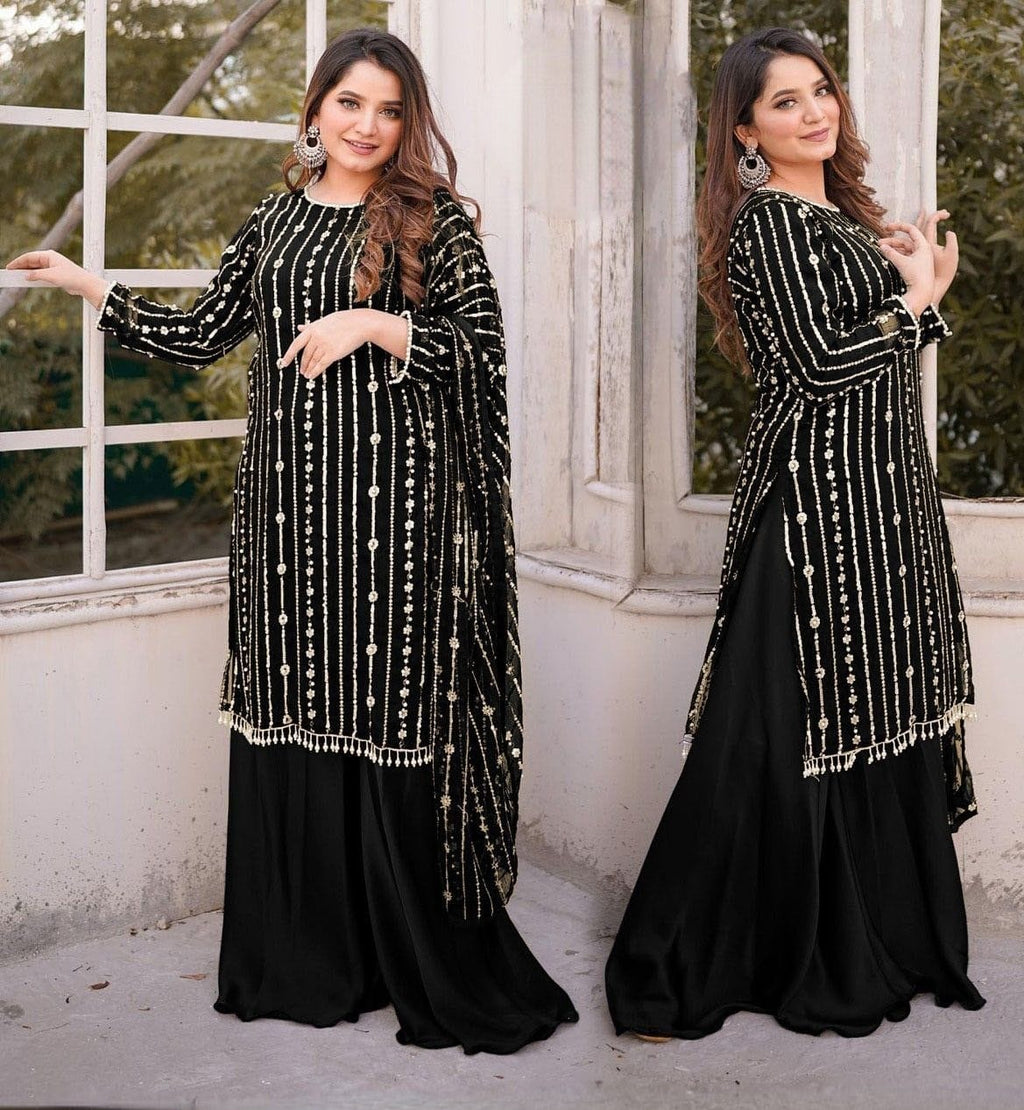 Stitched 3PC Wedding Suit – Sequins & Pearls Ensemble