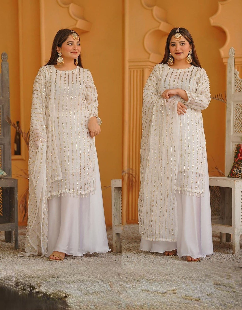 Stitched 3PC Wedding Suit – Sequins & Pearls Ensemble