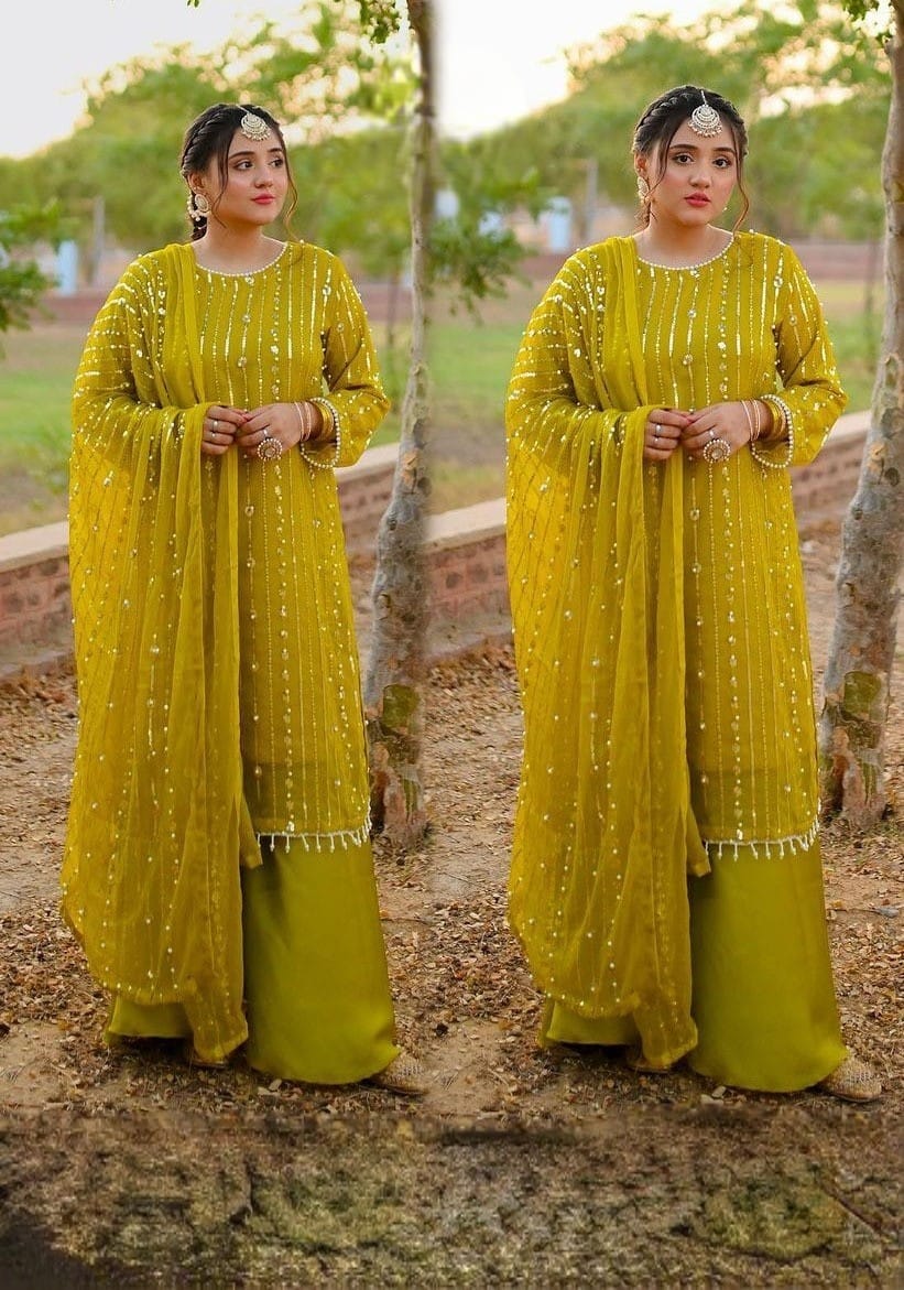 Stitched 3PC Wedding Suit – Sequins & Pearls Ensemble