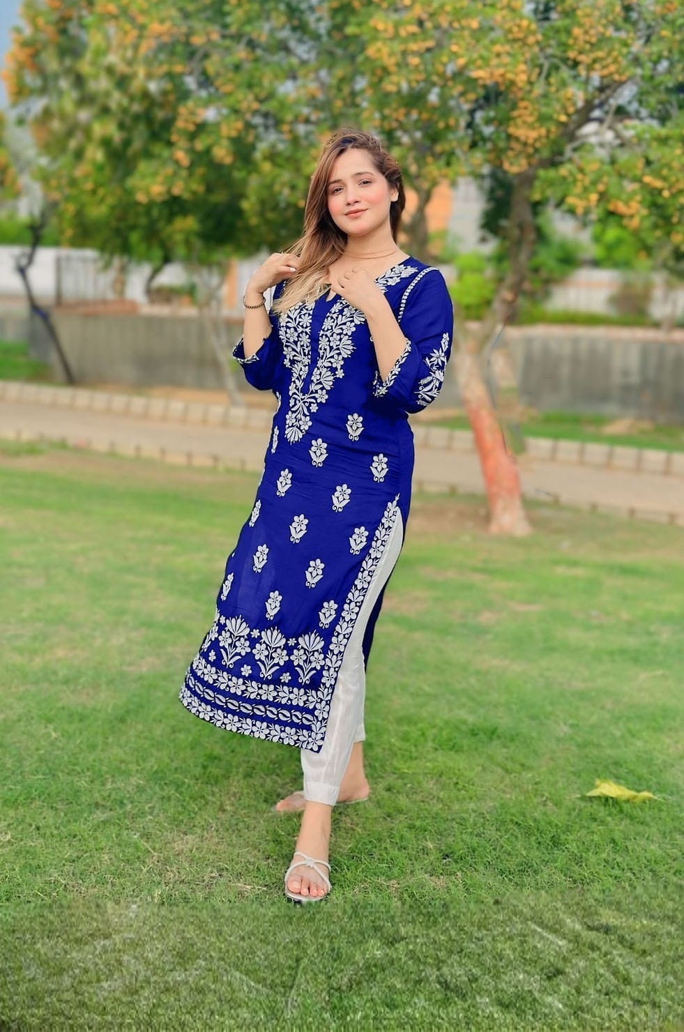 Indian Chickenkari Long Kurti