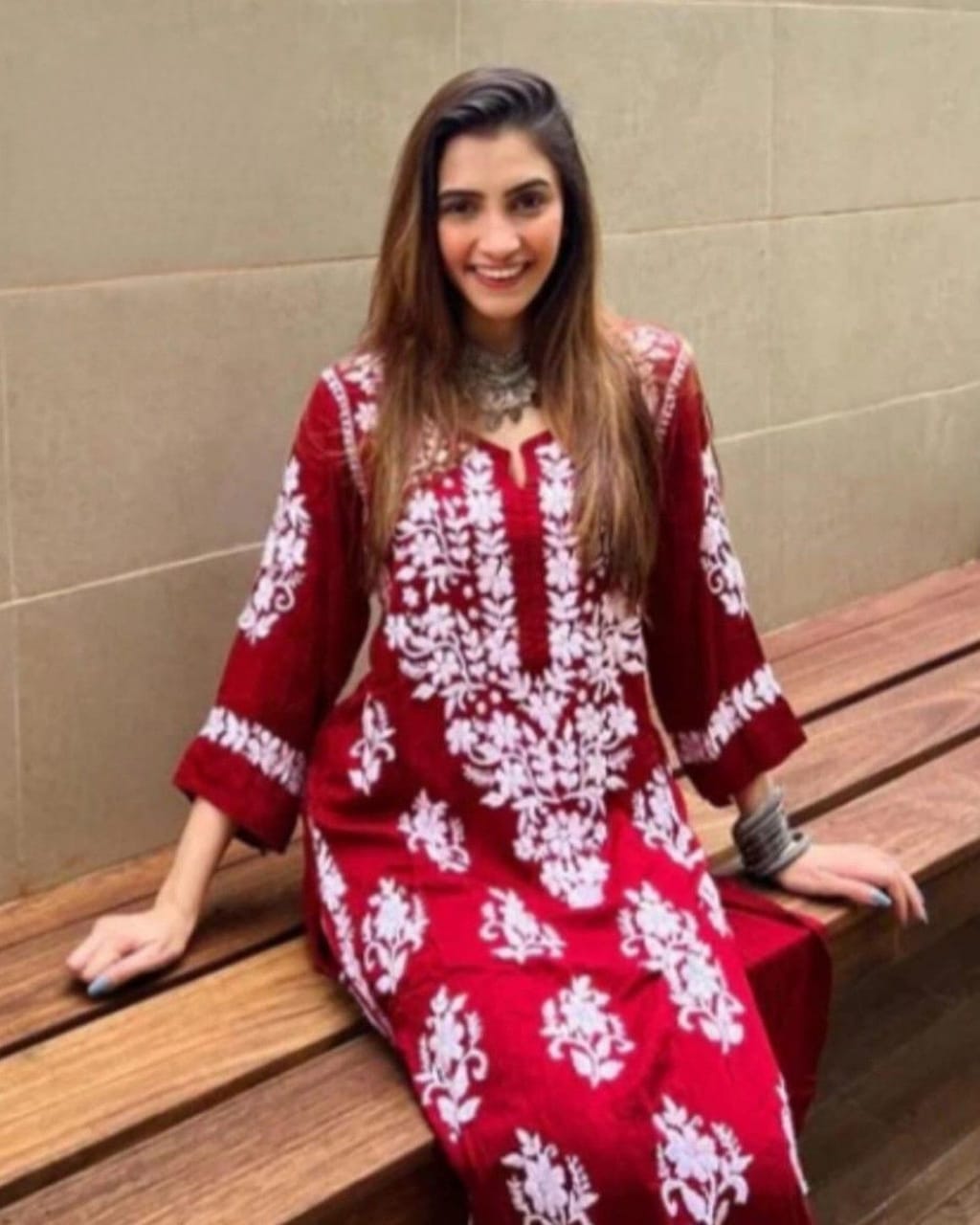 Indian Chickenkari Long Kurti