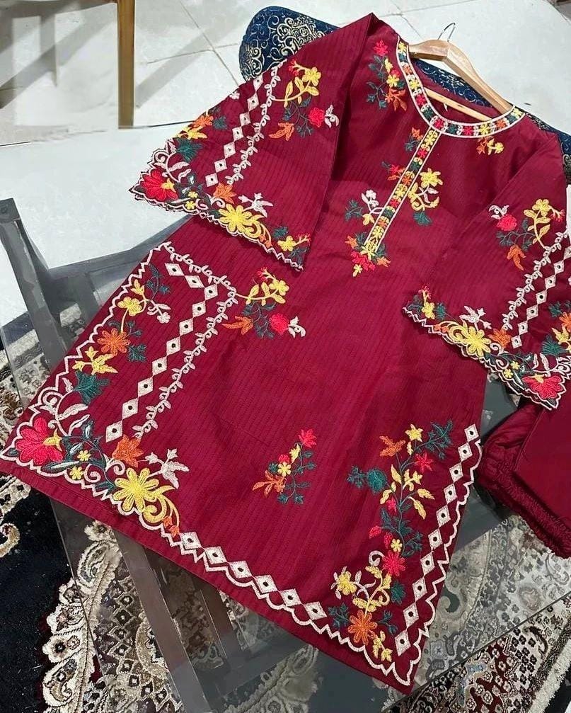 Multi Embroidery Shirt with Trouser - 2pcs Pret