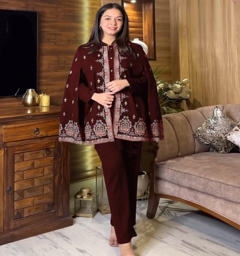 Heavy Embroidered  With Open Coat