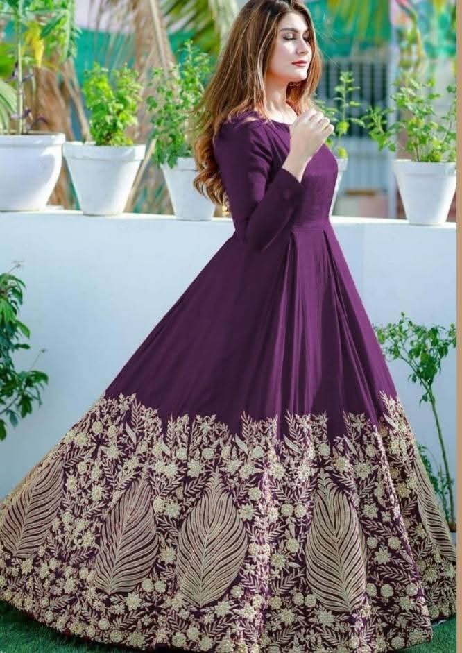 Beautifull Heavy  Embroidery Maxi – 1 Pc By Nuraa.pk