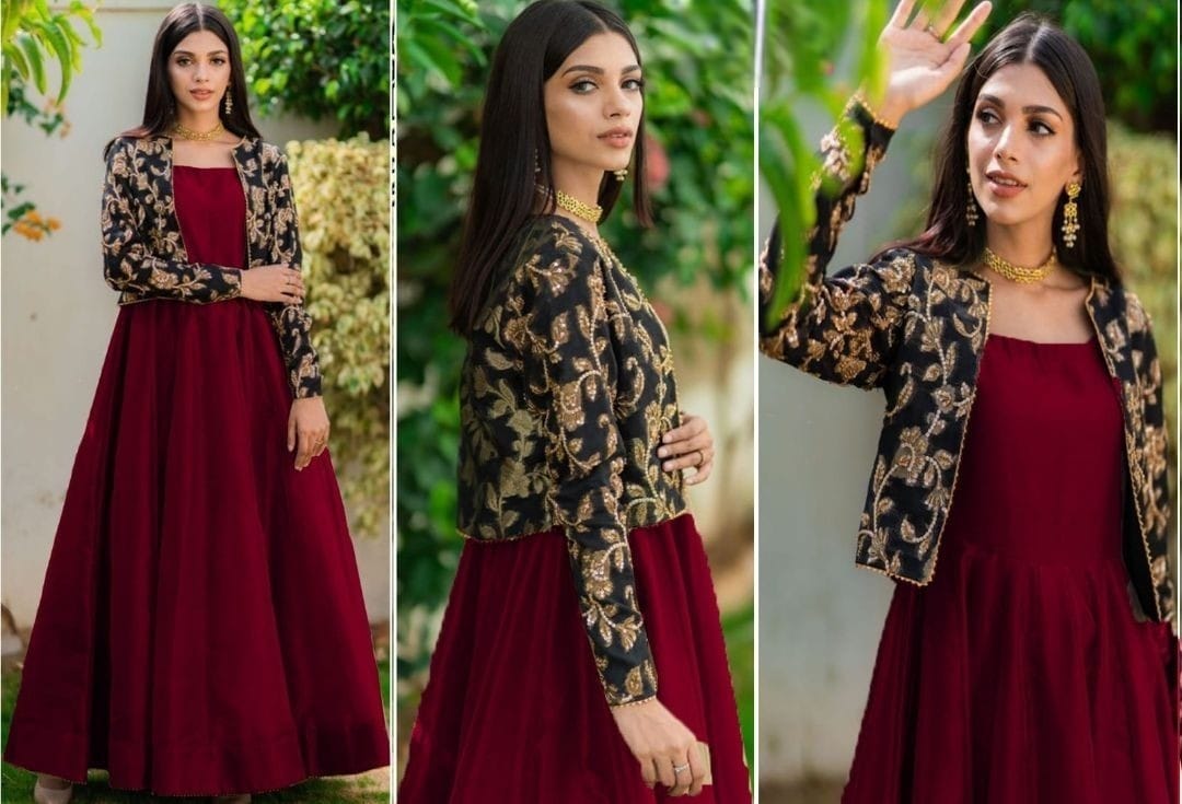 Luxury Embroidered Koti With Long Maxi