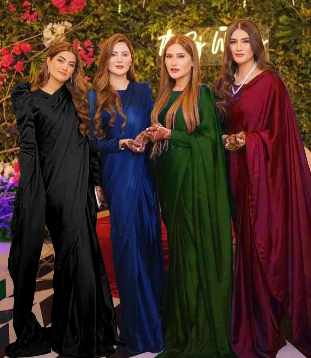 Red Silk saree Stitched by Nuraa.pk