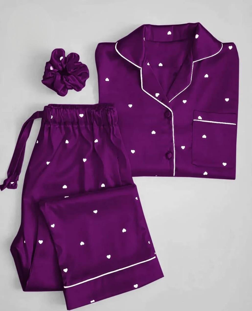 Heart printed Night dress