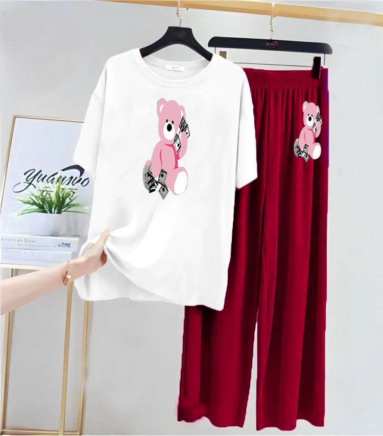 Teddy Bear Print Night Suit