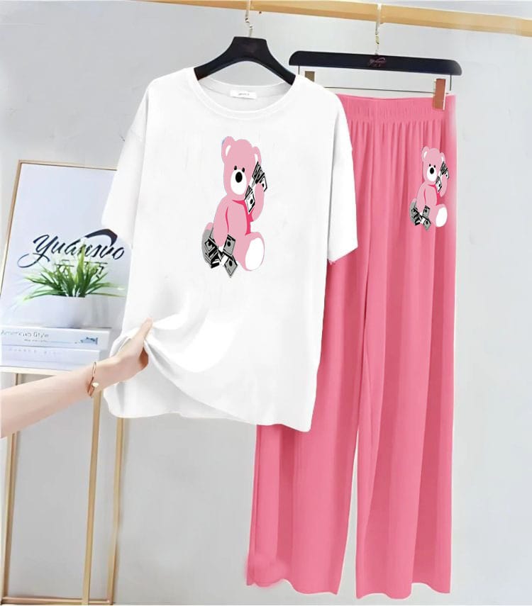 Teddy Bear Print Night Suit