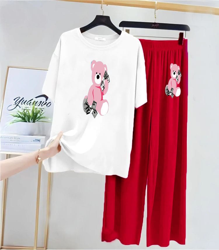 Teddy Bear Print Night Suit