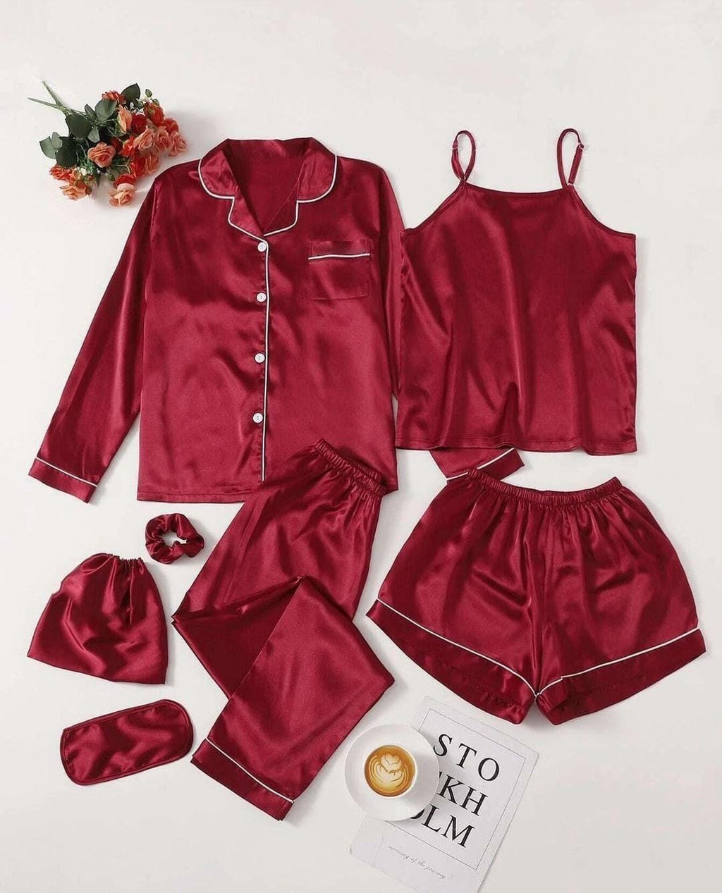 Luxury 7 pcs Silk Night Dress