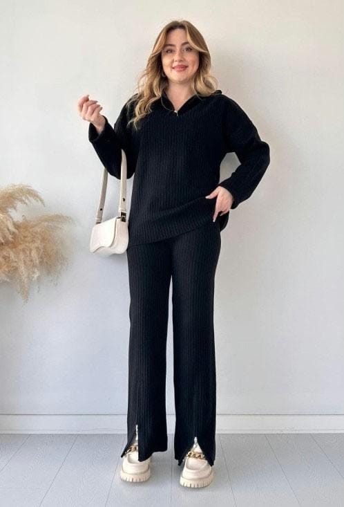 Drop Shoulder Zipper High Neck 2 pcs